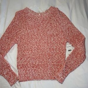 Free People Marled Red Crew Neck Sweater
